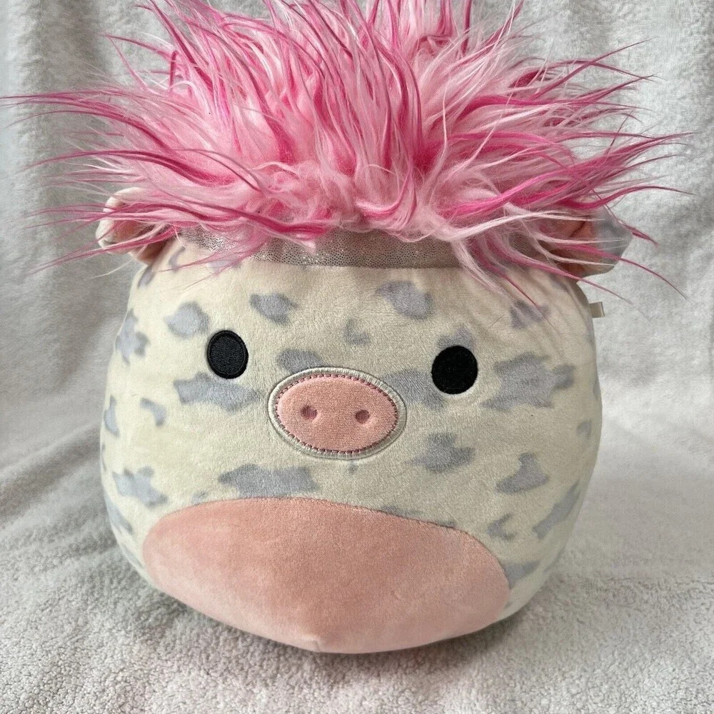 Squishmallows Rosie the Spotted Pig 12" Official Kellytoy Festival Pink Hair